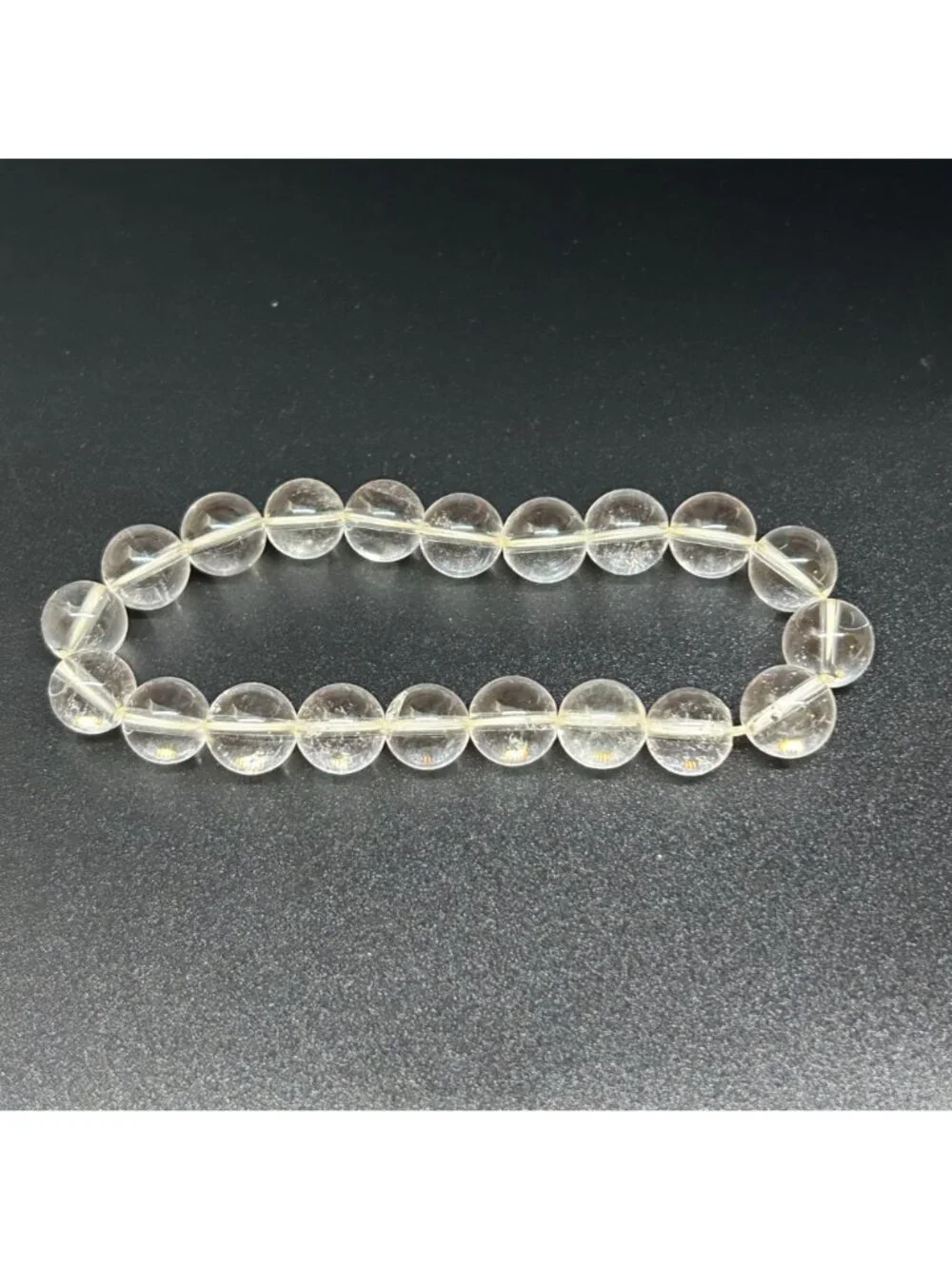 Natural Quartz Crystal Bracelet Beaded Healing Clarity Minimalist READ 6.5